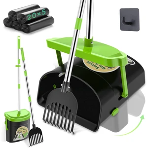 33.4" Dog Pooper Scooper Swivel Bin & Rake Kit with 100 Waste Bags | Long Handle Heavy Duty Pet Poop, Stainless Steel, Easy to Install, Odor-proof Lid for All Dog Sizes-Yard/Lawn/Outdoor Use 33.4" Dog Pooper Scooper Swivel Bin & Rake Kit with 100 Waste Bags | Long Handle Heavy Duty Pet Poop, Stainless Steel, Easy to Install, Odor-proof Lid for All Dog Sizes-Yard/Lawn/Outdoor Use