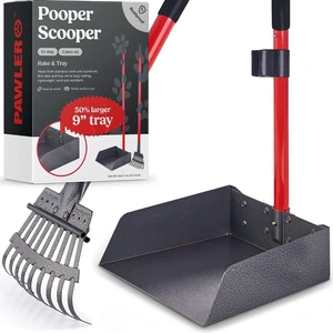Metal Pooper Scooper for Dogs with Heavy Duty Long Handle Rake & XL Tray | Rustproof Aluminum Poop Scooper for Large Dogs with 9W 9.5L Extra Large Tray for Yard, Grass, Dirt & Gravel Metal Pooper Scooper for Dogs with Heavy Duty Long Handle Rake & XL Tray | Rustproof Aluminum Poop Scooper for Large Dogs with 9W 9.5L Extra Large Tray for Yard, Grass, Dirt & Gravel