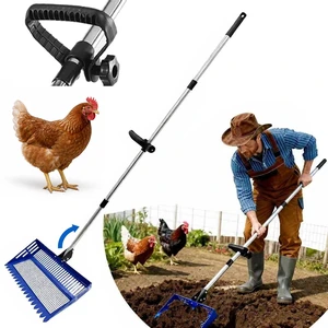 Chicken Poop Scooper Rake, 2-in-1 304 Stainless Steel 15 Inch Scoop | 35-63 Inch Adjustable Handle, Durable 304 Stainless Steel, Sand & Litter Sifting, Chicken Coop & Pet Waste Cleaning Chicken Poop Scooper Rake, 2-in-1 304 Stainless Steel 15 Inch Scoop | 35-63 Inch Adjustable Handle, Durable 304 Stainless Steel, Sand & Litter Sifting, Chicken Coop & Pet Waste Cleaning