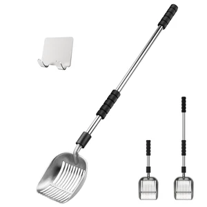 Cat Litter Scoop, Long Handle Metal Litter Scooper - No Bending | Detachable, Deep Shovel, Comfort Foam Grip, Easy & Fast Sifting, Heavy Duty Stainless Steel, Litter Sifter with Storage Hook Cat Litter Scoop, Long Handle Metal Litter Scooper - No Bending | Detachable, Deep Shovel, Comfort Foam Grip, Easy & Fast Sifting, Heavy Duty Stainless Steel, Litter Sifter with Storage Hook