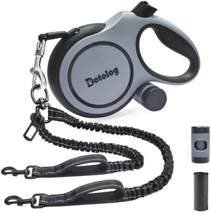 Retractable Dog Leash,16ft Retractable Lead with Bungee Leads for 2 Dogs,Double Leash with Dog Safety Harness Buckle, Extendable Lead 5m for Medium Large Dogs (Gray, 5m) Retractable Dog Leash,16ft Retractable Lead with Bungee Leads for 2 Dogs,Double Leash with Dog Safety Harness Buckle, Extendable Lead 5m for Medium Large Dogs (Gray, 5m)