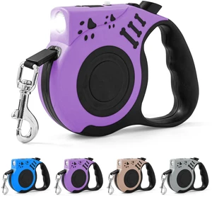 Retractable Dog Leash with USB Rechargeable Flashlight, Purple | 16FT Automatic Telescopic Tractor Dog Leash, Durable ABS Case and Comfort Grip, Designed for Small Medium Dogs Up to 30lbs Retractable Dog Leash with USB Rechargeable Flashlight, Purple | 16FT Automatic Telescopic Tractor Dog Leash, Durable ABS Case and Comfort Grip, Designed for Small Medium Dogs Up to 30lbs