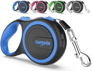 Retractable Dog Leash, 26 ft, Up to 110lbs, Blue -BL26 | Heavy-duty leash for large dogs to 110 lbs, great for hikes & parks. Anti-slip grip, tangle-free tape, 360° swivel hook Retractable Dog Leash, 26 ft, Up to 110lbs, Blue -BL26 | Heavy-duty leash for large dogs to 110 lbs, great for hikes & parks. Anti-slip grip, tangle-free tape, 360° swivel hook