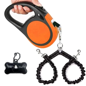 Dual Retractable Dog Leash for Small Breed (Up to 44 Lbs Each) - Double Headed 18.5 ft Extendable Pet Leash with Poop Bags, Non Slip Grip - One Button Break & Lock, 360 Tangle-Free (Orange, Medium) Dual Retractable Dog Leash for Small Breed (Up to 44 Lbs Each) - Double Headed 18.5 ft Extendable Pet Leash with Poop Bags, Non Slip Grip - One Button Break & Lock, 360 Tangle-Free (Orange, Medium)