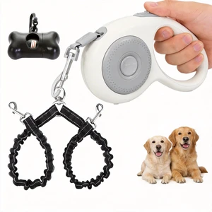 Dual Retractable Dog Leash for 2 Large Dogs (Up to 110 Lbs Each), One-button Break and Lock, Non-slip Grip, Double-headed, 16 FT Extendable Pet Leash with Poop Bags, and 360° Tangle-free (Gray, Large) Dual Retractable Dog Leash for 2 Large Dogs (Up to 110 Lbs Each), One-button Break and Lock, Non-slip Grip, Double-headed, 16 FT Extendable Pet Leash with Poop Bags, and 360° Tangle-free (Gray, Large)