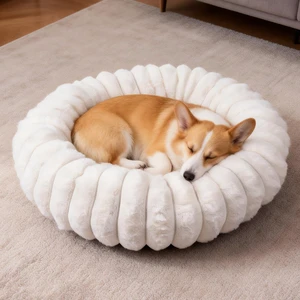 Donut Small Medium Dog Bed Washable Kitty & Puppy Bed,23in White | Comfortable Calming Dog Bed Round Cuddler, Fluffy Faux Rabbit Fur, Anti-Slip Bottom, Anti-Anxiety, for Pets Up to 20 Lbs Donut Small Medium Dog Bed Washable Kitty & Puppy Bed,23in White | Comfortable Calming Dog Bed Round Cuddler, Fluffy Faux Rabbit Fur, Anti-Slip Bottom, Anti-Anxiety, for Pets Up to 20 Lbs