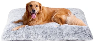 Fluffy Dog Crate Bed, Plush Extra Large Dog Pillow, Grey | Xlarge Calming Anti Anxiety Plush Faux Fur Mat for Large size dogs, Washable Soft Warm Dog Pad with Non-Slip Bottom Fluffy Dog Crate Bed, Plush Extra Large Dog Pillow, Grey | Xlarge Calming Anti Anxiety Plush Faux Fur Mat for Large size dogs, Washable Soft Warm Dog Pad with Non-Slip Bottom