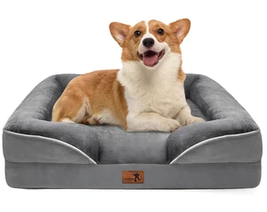 Orthopedic Dog Bed with Sides - Dog Sofa Beds for Medium Dogs, Supportive Foam Pet Couch Bed with Washable Removable Cover, Waterproof Lining and Non-Slip Bottom, Grey - M Orthopedic Dog Bed with Sides - Dog Sofa Beds for Medium Dogs, Supportive Foam Pet Couch Bed with Washable Removable Cover, Waterproof Lining and Non-Slip Bottom, Grey - M
