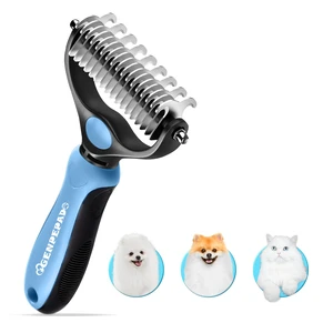 Undercoat Rake for Dogs & Cats, Dematting Comb with Extra Wide Double-Sided Stainless Steel Teeth for Detangling, Deshedding, Brushing, Thinning & Removing Shed Fur, Knots, Mats, and Tangles in Pets Undercoat Rake for Dogs & Cats, Dematting Comb with Extra Wide Double-Sided Stainless Steel Teeth for Detangling, Deshedding, Brushing, Thinning & Removing Shed Fur, Knots, Mats, and Tangles in Pets