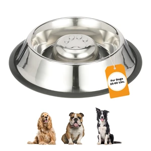 Stainless Steel Slow Feed Bowl - Non-Tip & Non-Skid - Stops Dog Food Gulping, Bloat, Indigestion, and Rapid Eating (3 Cup) Stainless Steel Slow Feed Bowl - Non-Tip & Non-Skid - Stops Dog Food Gulping, Bloat, Indigestion, and Rapid Eating (3 Cup)
