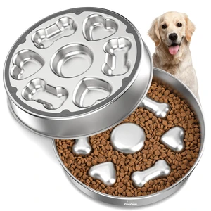 Slow Feeder Dog Bowls, 304 Stainless Steel Slow Feeder Bowl, 5 Cups | Metal Pet Food Bowl Prevent Choking, Non-Slip Base for Medium & Large Breed, Bloat Stop, Dishwasher Safe Slow Feeder Dog Bowls, 304 Stainless Steel Slow Feeder Bowl, 5 Cups | Metal Pet Food Bowl Prevent Choking, Non-Slip Base for Medium & Large Breed, Bloat Stop, Dishwasher Safe