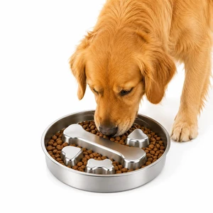 304 Stainless Steel Slow Feeder Dog Bowl, Double-Sided Anti-Gulping Puzzle Bowl, Bone Design, Dishwasher Safe, for Medium Large Dogs 304 Stainless Steel Slow Feeder Dog Bowl, Double-Sided Anti-Gulping Puzzle Bowl, Bone Design, Dishwasher Safe, for Medium Large Dogs