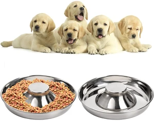 2 Pack Stainless Steel Puppy Bowls, Pet Slow Feeder Bowls, Non-Skid Dog Food and Water Bowl, Feeding Weaning for Small Medium Large Dogs, Cat, Pets, Multiple Puppies 2 Pack Stainless Steel Puppy Bowls, Pet Slow Feeder Bowls, Non-Skid Dog Food and Water Bowl, Feeding Weaning for Small Medium Large Dogs, Cat, Pets, Multiple Puppies