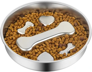 Non-Slip Stainless Steel Slow Feeder Dog Bowl, 2-Cups | Interactive Slow Feeding Puzzle Maze, Prevents Choking & Bloating, Non-Slip Bottom, For Medium Dogs & Cats Non-Slip Stainless Steel Slow Feeder Dog Bowl, 2-Cups | Interactive Slow Feeding Puzzle Maze, Prevents Choking & Bloating, Non-Slip Bottom, For Medium Dogs & Cats