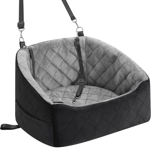 Dog Car Seat for Small Dogs Up to 30 Lbs, Pet Travel Safety Bed for Puppy Cat, Fits in Front/Back Seat, Anti Slip Base, Fully Detachable Washable with 2 Safety Tether(Grey-Black) Dog Car Seat for Small Dogs Up to 30 Lbs, Pet Travel Safety Bed for Puppy Cat, Fits in Front/Back Seat, Anti Slip Base, Fully Detachable Washable with 2 Safety Tether(Grey-Black)