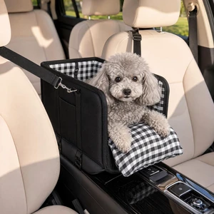 Dog Car Seat Console Booster 11lbs | Anti-collapse center seat with soft cushion & safety belt. Portable carrier for small pets. Fits car console. Dog Car Seat Console Booster 11lbs | Anti-collapse center seat with soft cushion & safety belt. Portable carrier for small pets. Fits car console.