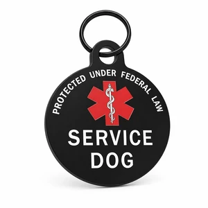 Service Dog Tag Double Sided Black, Federal Protection Medical Alert Symbol | 0.99 Inch, Deep Engraved Metal Pet ID Tags for Small and Large Breeds, Animal Identification tag, Collar Harness Vest Service Dog Tag Double Sided Black, Federal Protection Medical Alert Symbol | 0.99 Inch, Deep Engraved Metal Pet ID Tags for Small and Large Breeds, Animal Identification tag, Collar Harness Vest