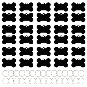 30 Pcs Black Bone Shape Aluminum Pet ID Tags with Key Ring 30 Pcs Black Bone Shape Aluminum Pet ID Tags with Key Ring