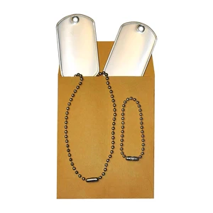 Blank Military Dog Tags Set with 24" & 4.5" Stainless Steel Ball Chains - Durable T304 Stainless Steel ID Tags for Crafts, DIY Engraving, Pets, Backpacks & Everyday Wear Blank Military Dog Tags Set with 24" & 4.5" Stainless Steel Ball Chains - Durable T304 Stainless Steel ID Tags for Crafts, DIY Engraving, Pets, Backpacks & Everyday Wear