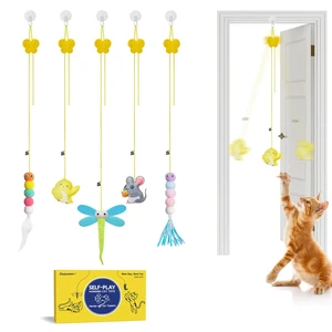 Interactive Cat Feather Toys 5 Pcs, Cat Teaser Retractable Hanging Indoor Kitten Play Chase Exercise, Mental Physical Stimulation for All Breeds and Species Interactive Cat Feather Toys 5 Pcs, Cat Teaser Retractable Hanging Indoor Kitten Play Chase Exercise, Mental Physical Stimulation for All Breeds and Species