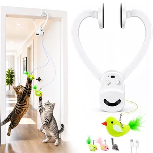 Interactive Doorway Cat Toy, No-Adhesive Clip-On for Indoor Cats | Automatic Retractable bird-and-mouse motion with 8-minute auto-play, touch-to-wake response, USB charging, 2 birds & 1 mouse Interactive Doorway Cat Toy, No-Adhesive Clip-On for Indoor Cats | Automatic Retractable bird-and-mouse motion with 8-minute auto-play, touch-to-wake response, USB charging, 2 birds & 1 mouse