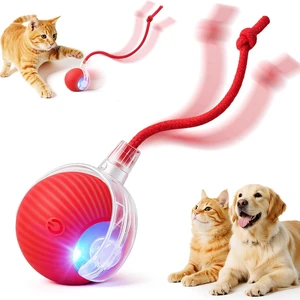 Interactive Automatic Rolling Electronic Stimulation Chase Ball Cat Dog Toy Smart Electric Moving Stimulating Rechargeable Motion Activated Self Play Teaser for Boredom Small Dog Puppy Pet, with Rope Interactive Automatic Rolling Electronic Stimulation Chase Ball Cat Dog Toy Smart Electric Moving Stimulating Rechargeable Motion Activated Self Play Teaser for Boredom Small Dog Puppy Pet, with Rope