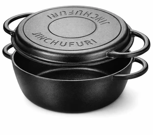 3.5QT Cast Iron Dutch Oven with Skillet Lid, 2-in-1 Cookware Set | Pre-Seasoned 2-in-1 Dutch Oven and Skillet Set for Bread Baking, Camping, Stovetop, Grill, Oven and Campfire 3.5QT Cast Iron Dutch Oven with Skillet Lid, 2-in-1 Cookware Set | Pre-Seasoned 2-in-1 Dutch Oven and Skillet Set for Bread Baking, Camping, Stovetop, Grill, Oven and Campfire