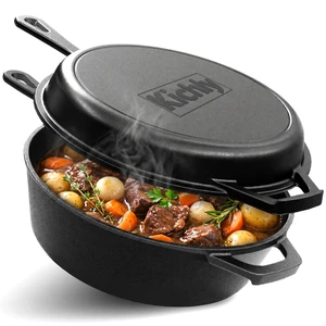 Combo Cooker Cast Iron Dutch Oven 3.2QT with Lid 2 in1 Pre-Seasoned | Dual Purpose Skillet Lid, Dutch Oven Deep Pot with Frying Pan 10.25 Inch, Roasting, Grilling, Camping Use, Heavy Duty Combo Cooker Cast Iron Dutch Oven 3.2QT with Lid 2 in1 Pre-Seasoned | Dual Purpose Skillet Lid, Dutch Oven Deep Pot with Frying Pan 10.25 Inch, Roasting, Grilling, Camping Use, Heavy Duty