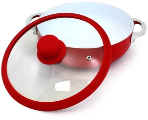 USA 3.2Qt Red Ceramic Nonstick Caldero (Dutch Oven) with Silicone Rim & Glass Lid USA 3.2Qt Red Ceramic Nonstick Caldero (Dutch Oven) with Silicone Rim & Glass Lid