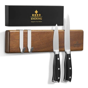 Magnetic Knife Holder for Wall, 10 Inch Acacia Wood Knife Strip, 2 Hooks | Strong Magnetic Hold, No-drill adhesive, screw, or fridge mounting options for small kitchens, apartments, limited spaces Magnetic Knife Holder for Wall, 10 Inch Acacia Wood Knife Strip, 2 Hooks | Strong Magnetic Hold, No-drill adhesive, screw, or fridge mounting options for small kitchens, apartments, limited spaces