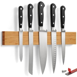 Magnetic Knife Holder for Wall or Fridge | No-Drill Bamboo Knife Magnetic Strip, 16 - Renter Friendly Magnetic Knife Holder for Wall or Fridge | No-Drill Bamboo Knife Magnetic Strip, 16 - Renter Friendly