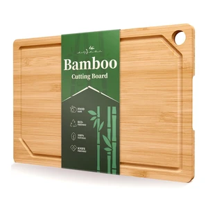 Bamboo Cutting Board for Kitchen, Medium, Natural | Multi-Sizes Wooden Cutting Boards for Chopping & Serving, Convenient Kitchen Essentials, Deep Juice Grooves Bamboo Cutting Board for Kitchen, Medium, Natural | Multi-Sizes Wooden Cutting Boards for Chopping & Serving, Convenient Kitchen Essentials, Deep Juice Grooves