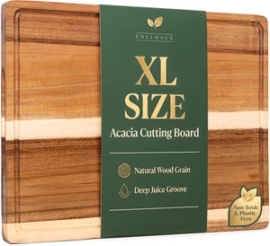 Extra Large Acacia Wood Cutting Board 17x13, Juice Groove | Non Toxic Wooden Chopping Boards, Knife Friendly, Large Kitchen Boards for Meat, Cheese, Charcuterie & Serving Extra Large Acacia Wood Cutting Board 17x13, Juice Groove | Non Toxic Wooden Chopping Boards, Knife Friendly, Large Kitchen Boards for Meat, Cheese, Charcuterie & Serving