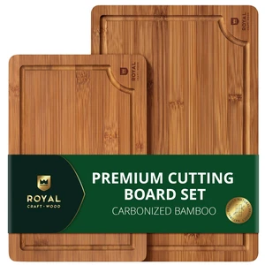 Wooden Cutting Boards for Kitchen Meal Prep & Serving - Bamboo Non Toxic Cutting Board Set with Deep Juice Groove Side Handles - Charcuterie & Chopping Butcher Block for Meat (2 Pcs) Wooden Cutting Boards for Kitchen Meal Prep & Serving - Bamboo Non Toxic Cutting Board Set with Deep Juice Groove Side Handles - Charcuterie & Chopping Butcher Block for Meat (2 Pcs)