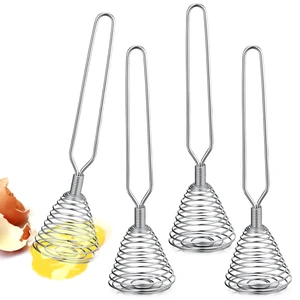 4 Pcs Stainless Steel Spring Whisk, 8.46 Inch Hand Push Beater | French Wire Design, Kitchen Tool Ideal for Whisking Beating Stirring Blending, Durable Metal Utensil with Eggs 4 Pcs Stainless Steel Spring Whisk, 8.46 Inch Hand Push Beater | French Wire Design, Kitchen Tool Ideal for Whisking Beating Stirring Blending, Durable Metal Utensil with Eggs
