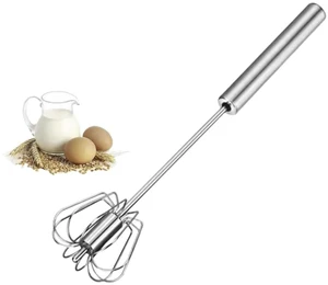 Stainless Steel Egg Whisk, Hand Push Rotary Whisk Blender Versatile Milk Frother Hand Push Mixer Stirrer Make Froth, Foam & Whipped Cream Semi Auto Egg Beater 12in Stainless Steel Egg Whisk, Hand Push Rotary Whisk Blender Versatile Milk Frother Hand Push Mixer Stirrer Make Froth, Foam & Whipped Cream Semi Auto Egg Beater 12in