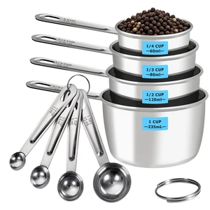 8 PCS Stainless Steel Measuring Cups and Spoons Set, Engraved Metric & US Measurement Measuring Cups and Spoons, Food Grade Metal Measure Cups for Dry & Liquid Kitchen Cooking Baking, Dishwasher Safe 8 PCS Stainless Steel Measuring Cups and Spoons Set, Engraved Metric & US Measurement Measuring Cups and Spoons, Food Grade Metal Measure Cups for Dry & Liquid Kitchen Cooking Baking, Dishwasher Safe
