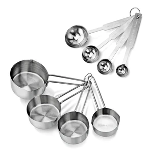 42917 Stainless Steel Measuring Cups and Spoons Set, 8-Piece Metal Measuring Set for Baking, Cooking, Dry and Liquid Ingredients, Restaurant Grade, Silver 42917 Stainless Steel Measuring Cups and Spoons Set, 8-Piece Metal Measuring Set for Baking, Cooking, Dry and Liquid Ingredients, Restaurant Grade, Silver