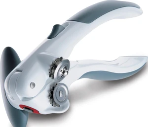 Lock N' Lift Can Opener with Lid Lifter Magnet - Manual Opener with Locking Mechanism - Easy-to-Turn - Magnetic Can Opener - White/Gray Lock N' Lift Can Opener with Lid Lifter Magnet - Manual Opener with Locking Mechanism - Easy-to-Turn - Magnetic Can Opener - White/Gray