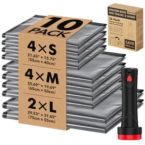 10 Pack PackEase Travel Vacuum Bags 1500mAh Wireless Pump, 80% Compression Space Saver for Luggage, Clear PA+PE Reusable Seal Bags for Clothes, Portable Electric Air Pump for Travel & Home 10 Pack PackEase Travel Vacuum Bags 1500mAh Wireless Pump, 80% Compression Space Saver for Luggage, Clear PA+PE Reusable Seal Bags for Clothes, Portable Electric Air Pump for Travel & Home