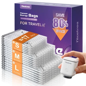 17-Pack Vacuum Bags for Travel with Rechargeable Pump, 3 Sizes | Compression Packing Bags for Carry-On Luggage and Suitcases. Space Saver Vacuum Seal Bags for Clothing and Home Storage 17-Pack Vacuum Bags for Travel with Rechargeable Pump, 3 Sizes | Compression Packing Bags for Carry-On Luggage and Suitcases. Space Saver Vacuum Seal Bags for Clothing and Home Storage