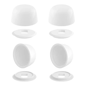 4 Packs Universal Toilet Bolt Caps 0.83 Inch Height | Round Plastic Push-On Screw Covers, Toilet Seat Floor Bowl Bolt Caps with Extra Washers for Easy installation, White 4 Packs Universal Toilet Bolt Caps 0.83 Inch Height | Round Plastic Push-On Screw Covers, Toilet Seat Floor Bowl Bolt Caps with Extra Washers for Easy installation, White