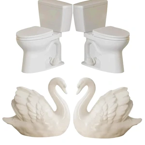 Ceramic Toilet Bolt Caps Decorative,Toilet Bolt Covers Decorative,Toilet Screw Cover Caps (White Swan) Ceramic Toilet Bolt Caps Decorative,Toilet Bolt Covers Decorative,Toilet Screw Cover Caps (White Swan)