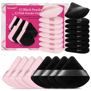 24Pcs Black and Pink Powder Puff, Triangle Powder Puffs, Powder Puffs for Makeup and Cosmetic Foundation 24Pcs Black and Pink Powder Puff, Triangle Powder Puffs, Powder Puffs for Makeup and Cosmetic Foundation