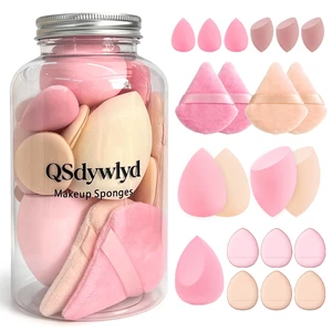 21 Pcs Makeup Sponge Set, Latex-Free Face Sponges & Powder Puffs | Ultra soft, streak-free blending for liquid cream & powder makeup with storage bottle; includes mini sponges & triangle puffs 21 Pcs Makeup Sponge Set, Latex-Free Face Sponges & Powder Puffs | Ultra soft, streak-free blending for liquid cream & powder makeup with storage bottle; includes mini sponges & triangle puffs
