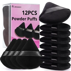 Powder Puff, 12pcs Face Triangle Powder Puffs for Loose & Foundation | Black Velvet Makeup Puff for Contouring & Baking, Ultra-soft Cloud Kiss Makeup Tools for Setting, Reusable & Washable Powder Puff, 12pcs Face Triangle Powder Puffs for Loose & Foundation | Black Velvet Makeup Puff for Contouring & Baking, Ultra-soft Cloud Kiss Makeup Tools for Setting, Reusable & Washable