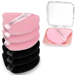 6 Pcs Triangle Powder Puff with 2 Travel Cases, Setting Powder Puffs for Face, Velour Makeup Puff for Loose Powder Body Powder, Blender Sponge Foundation Blending Sponges Beauty Tools 6 Pcs Triangle Powder Puff with 2 Travel Cases, Setting Powder Puffs for Face, Velour Makeup Puff for Loose Powder Body Powder, Blender Sponge Foundation Blending Sponges Beauty Tools