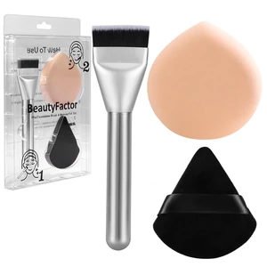 Flat Foundation Brush and Powder Puff Set, Korean Makeup Brush Teardrop Sponge for Liquid Foundation,Premium Face Makeup Brush Sponge for Blending Cream Setting Powder Flat Foundation Brush and Powder Puff Set, Korean Makeup Brush Teardrop Sponge for Liquid Foundation,Premium Face Makeup Brush Sponge for Blending Cream Setting Powder