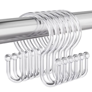 Shower Curtain Hooks, 12Pcs Plastic Shower Hooks for Shower Curtain, Clear Double Hook Shower Curtain Hooks Rust Proof Shower Curtain Hangers Shower Curtain Hooks, 12Pcs Plastic Shower Hooks for Shower Curtain, Clear Double Hook Shower Curtain Hooks Rust Proof Shower Curtain Hangers