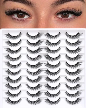 False Eyelashes 20 Pairs Wispy Lashes Faux Mink Lashes 14mm 3D Fluffy Cat Eye Lashes style 20-061) False Eyelashes 20 Pairs Wispy Lashes Faux Mink Lashes 14mm 3D Fluffy Cat Eye Lashes style 20-061)